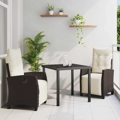 Garten Essgruppe 3 pcs Braun Poly-Rattan