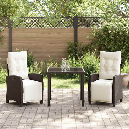Garten Essgruppe 3 pcs Braun Poly-Rattan