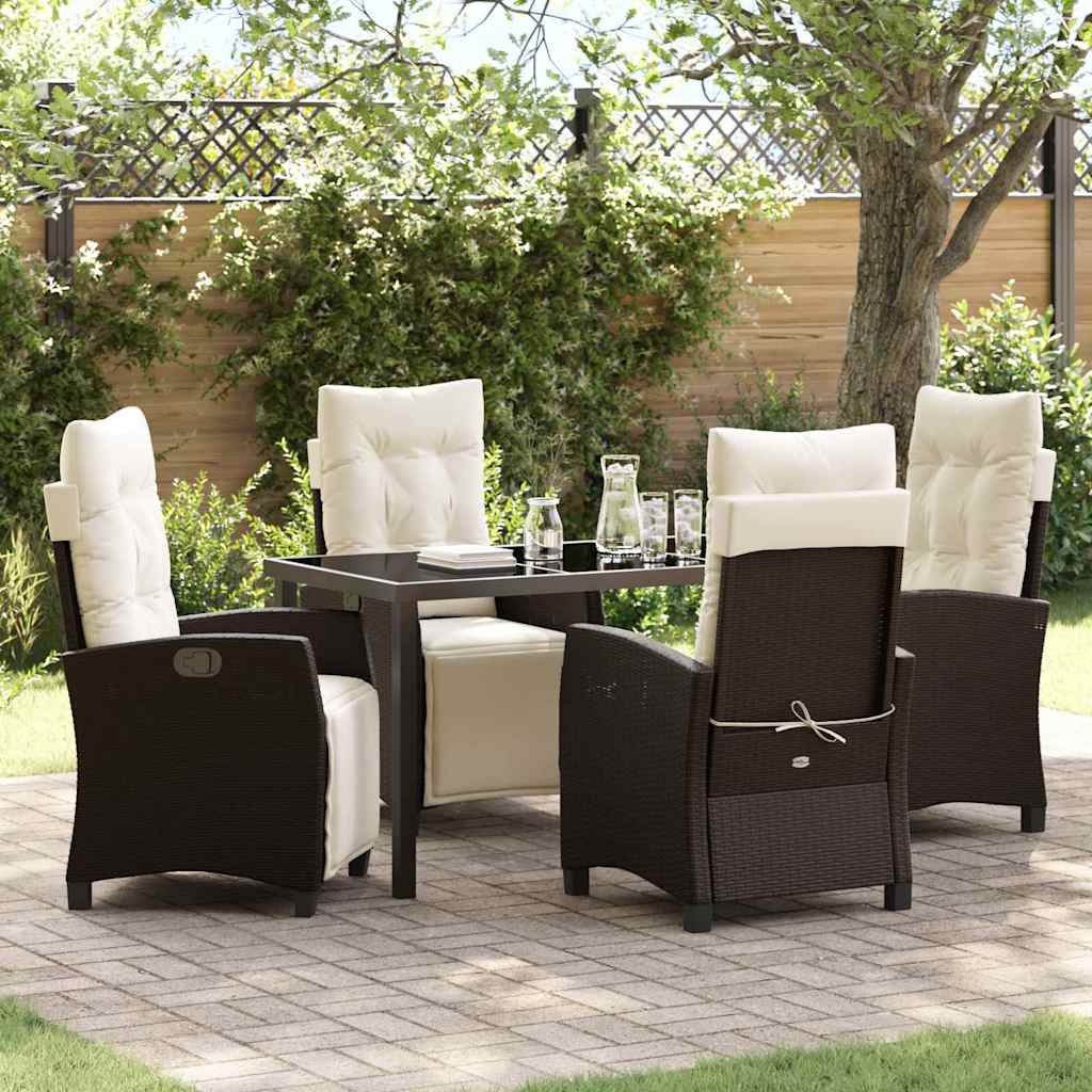 Garten Essgruppe 5 pcs Braun Poly-Rattan