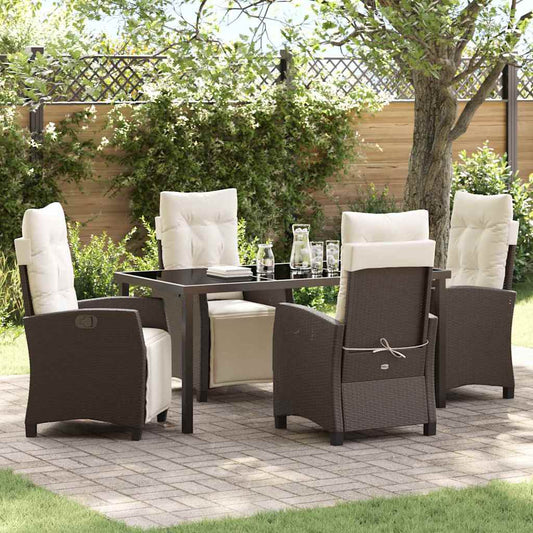 Garten Essgruppe 5 pcs Braun Poly-Rattan