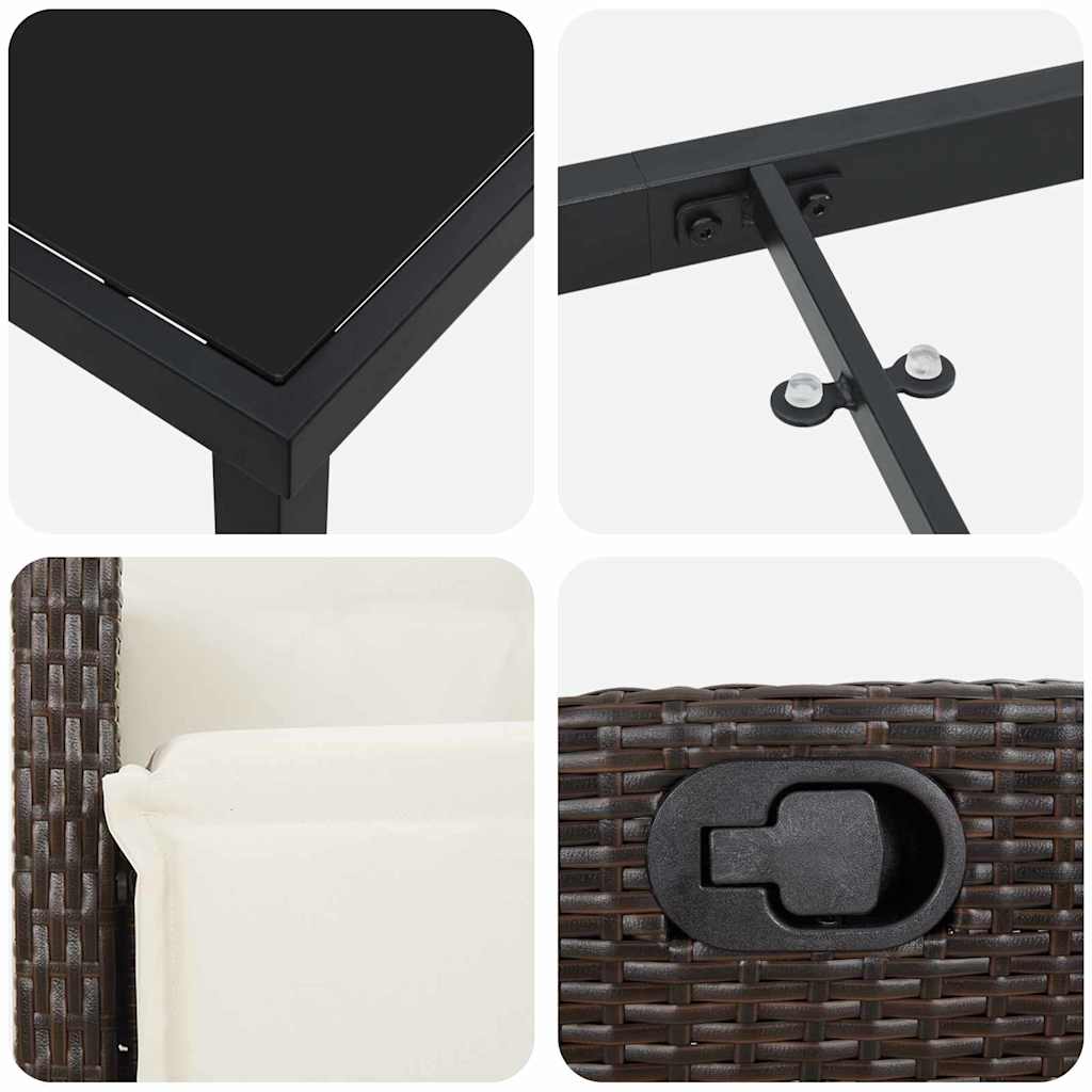 Garten Essgruppe 7 pcs Braun Poly-Rattan