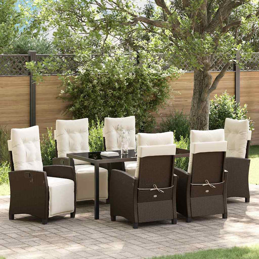 Garten Essgruppe 7 pcs Braun Poly-Rattan