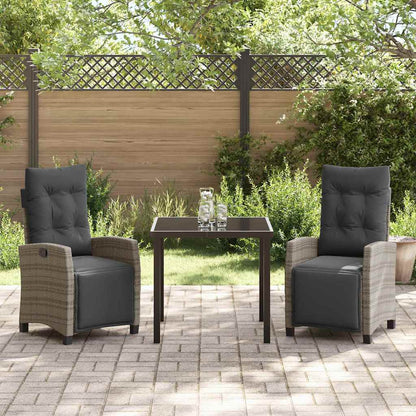 Garten Essgruppe 3 pcs Grau Poly-Rattan