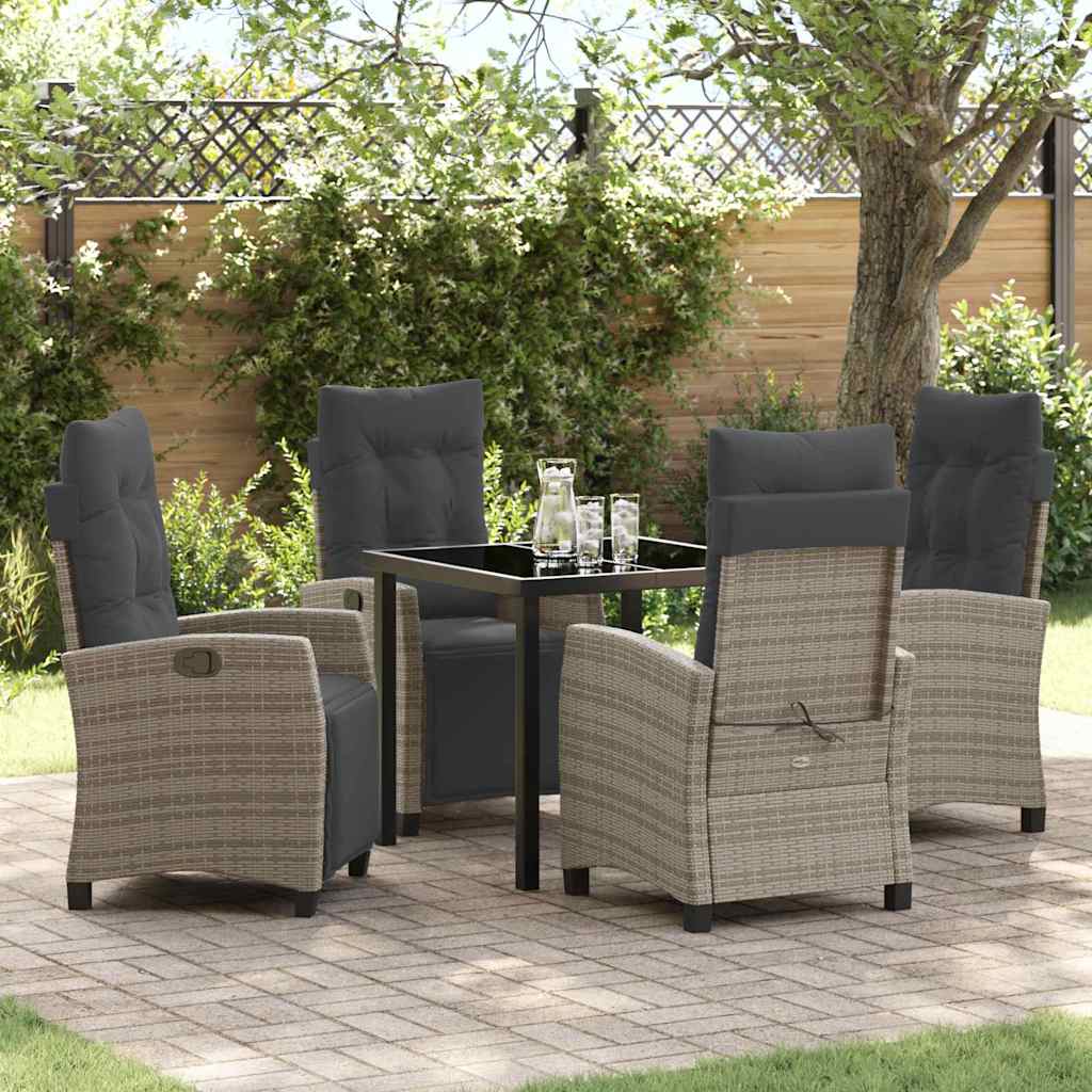 Garten Essgruppe 5 pcs Grau Poly-Rattan