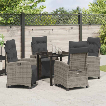 Garten Essgruppe 5 pcs Grau Poly-Rattan
