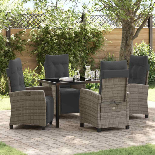 Garten Essgruppe 5 pcs Grau Poly-Rattan
