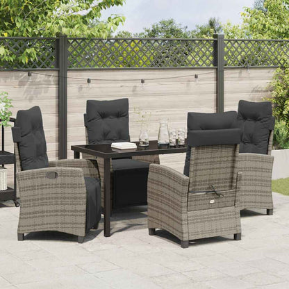Garten Essgruppe 5 pcs Grau Poly-Rattan