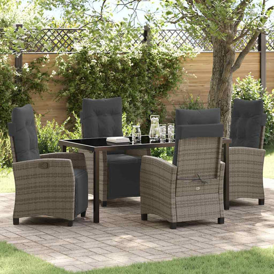 Garten Essgruppe 5 pcs Grau Poly-Rattan