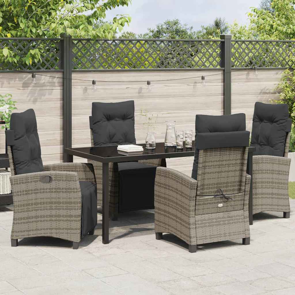 Garten Essgruppe 5 pcs Grau Poly-Rattan