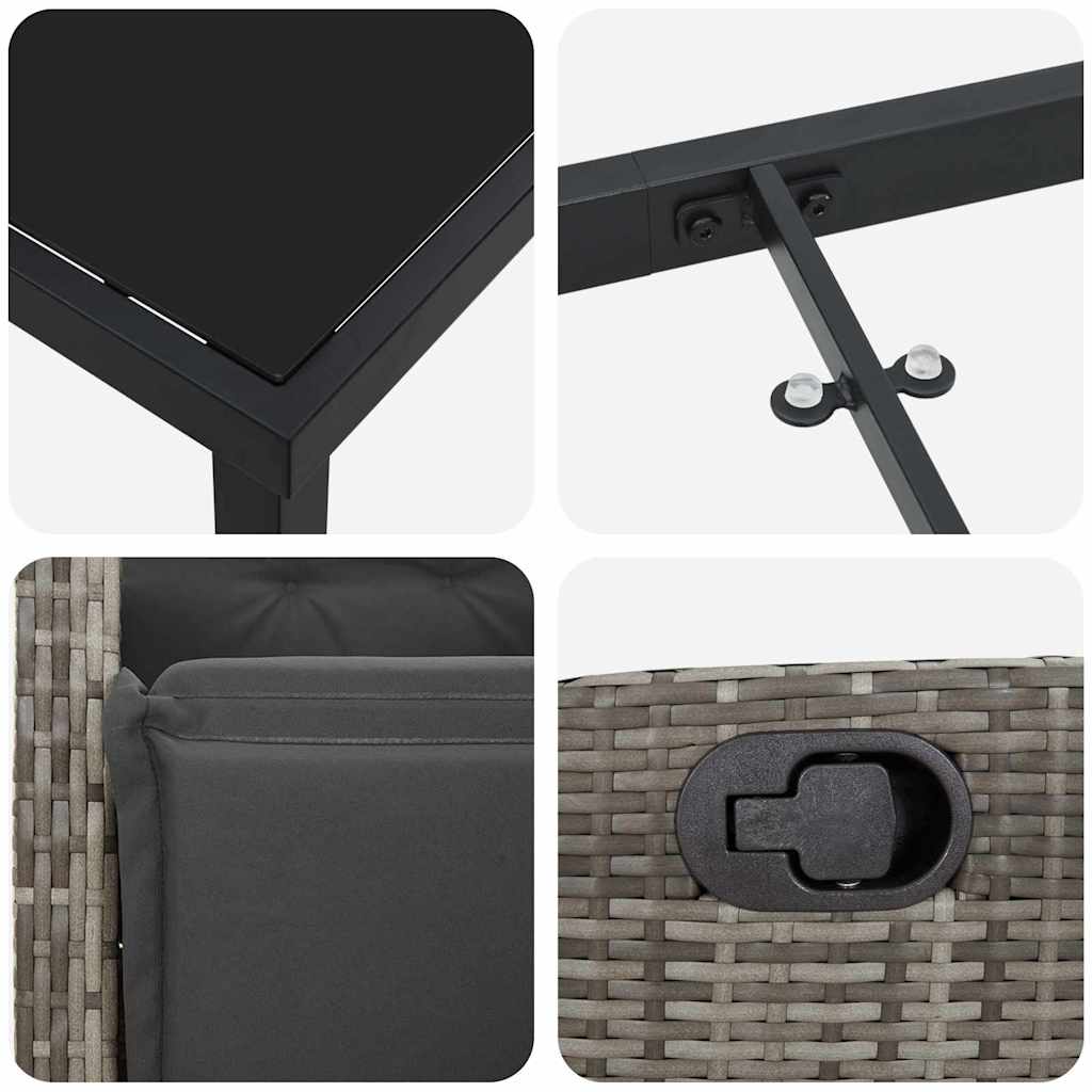 Garten Essgruppe 7 pcs Grau Poly-Rattan