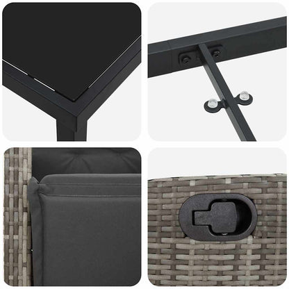 Garten Essgruppe 7 pcs Grau Poly-Rattan