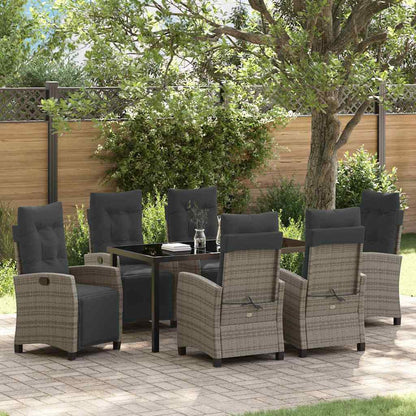 Garten Essgruppe 7 pcs Grau Poly-Rattan