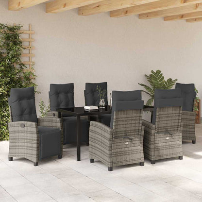 Garten Essgruppe 7 pcs Grau Poly-Rattan