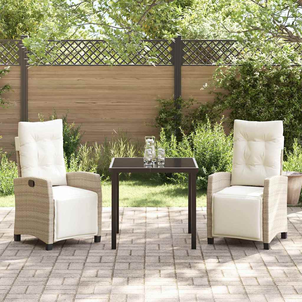 Garten Essgruppe 3 pcs Beige Poly-Rattan
