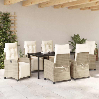 Garten Essgruppe 7 pcs Beige Poly-Rattan