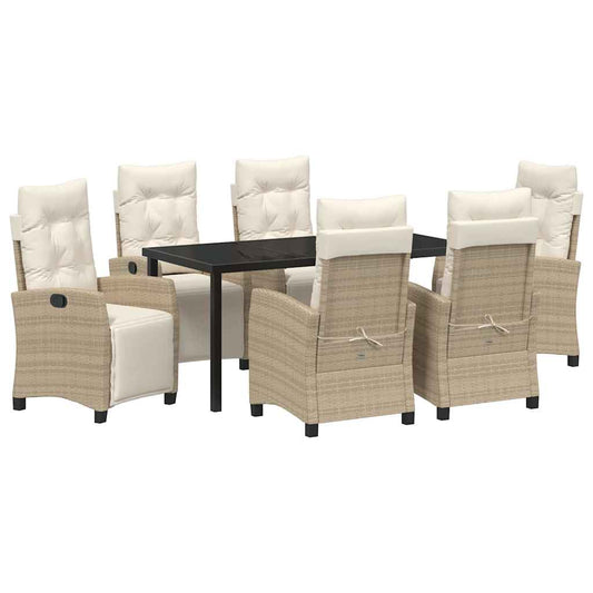 Garten Essgruppe 7 pcs Beige Poly-Rattan