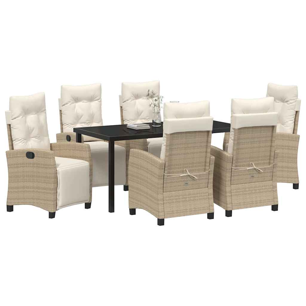 Garten Essgruppe 7 pcs Beige Poly-Rattan
