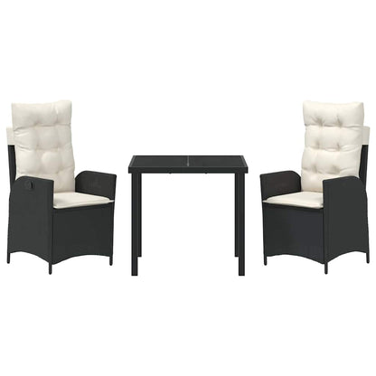 Garten Essgruppe 3 pcs Schwarz Poly-Rattan