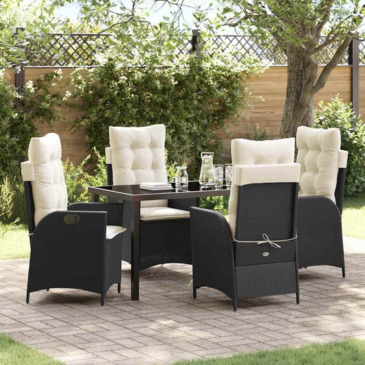 Garten Essgruppe 5 pcs Schwarz Poly-Rattan