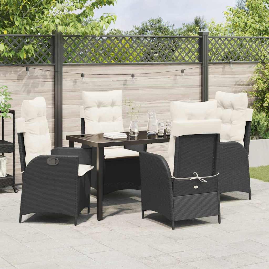 Garten Essgruppe 5 pcs Schwarz Poly-Rattan