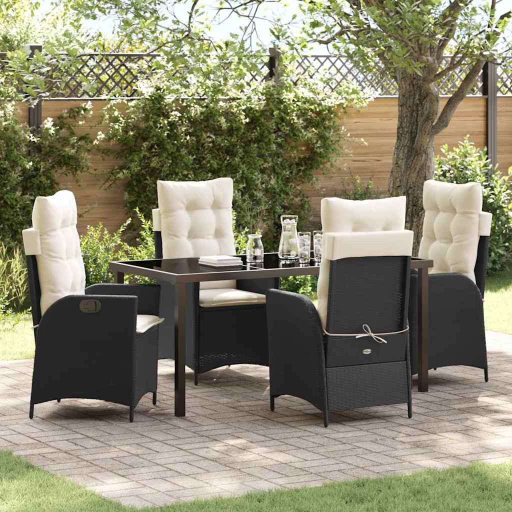 Garten Essgruppe 5 pcs Schwarz Poly-Rattan