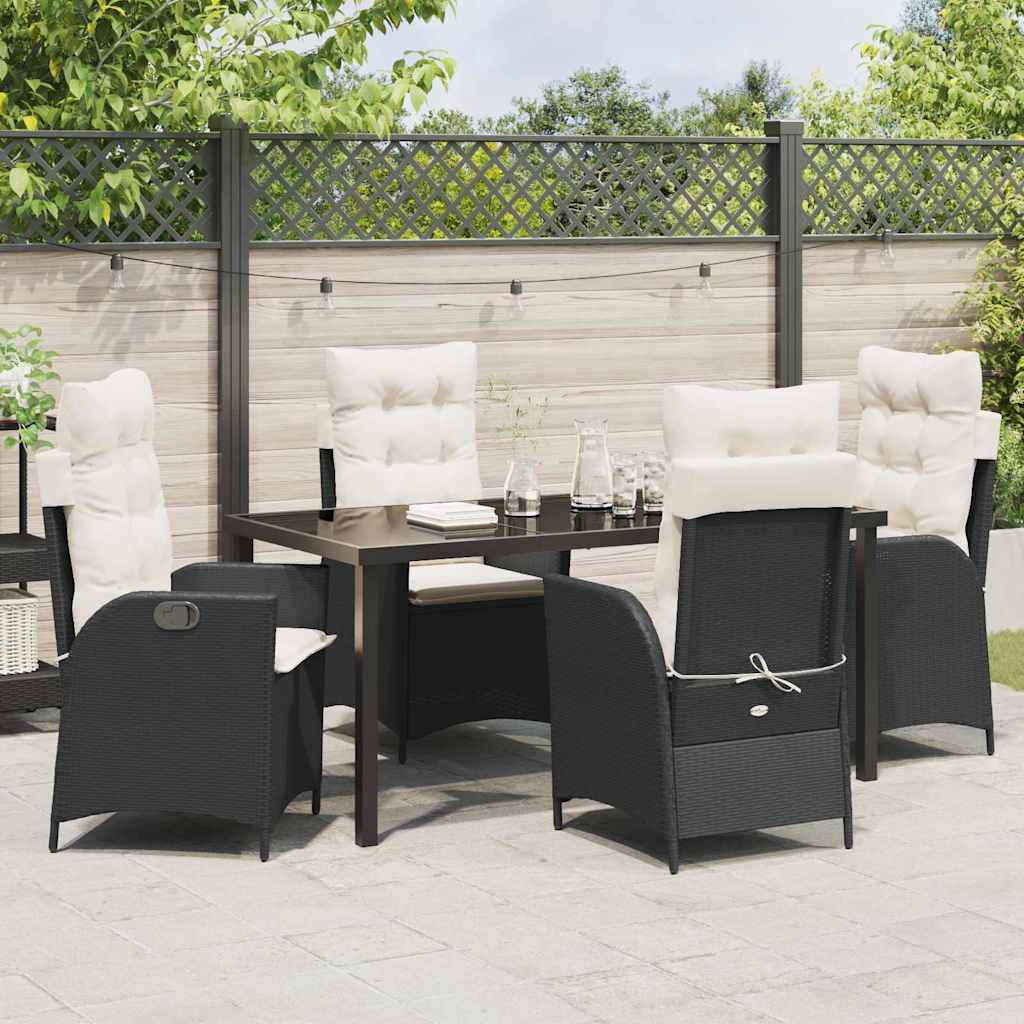 Garten Essgruppe 5 pcs Schwarz Poly-Rattan