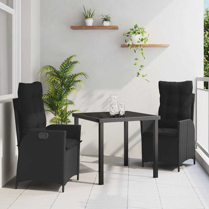Garten Essgruppe 3 pcs Schwarz Poly-Rattan