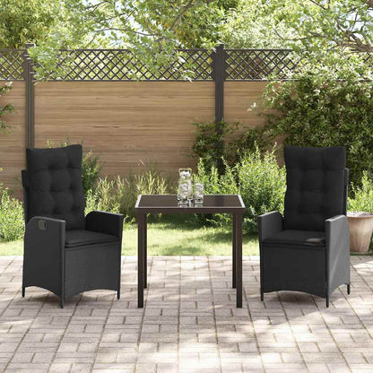 Garten Essgruppe 3 pcs Schwarz Poly-Rattan