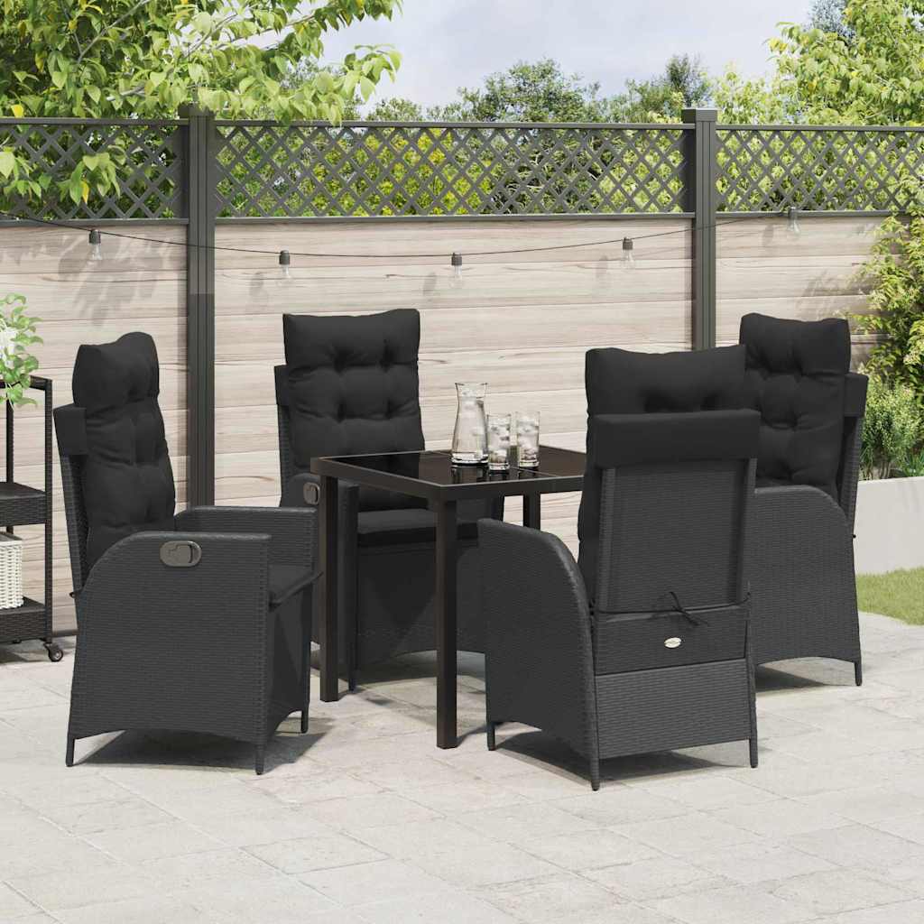 Garten Essgruppe 5 pcs Schwarz Poly-Rattan