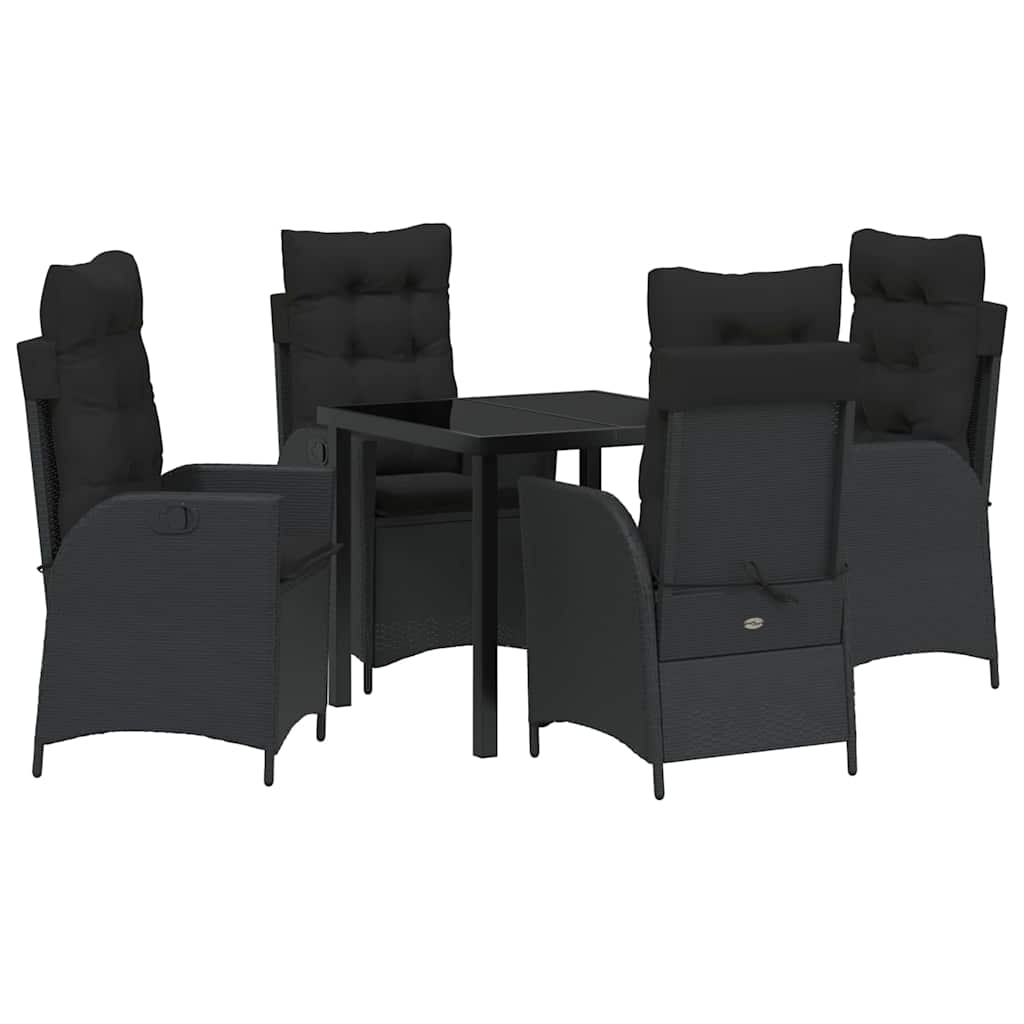Garten Essgruppe 5 pcs Schwarz Poly-Rattan