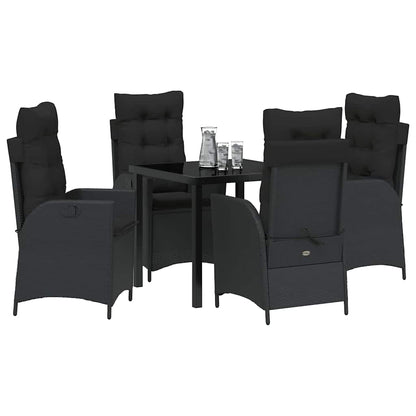 Garten Essgruppe 5 pcs Schwarz Poly-Rattan