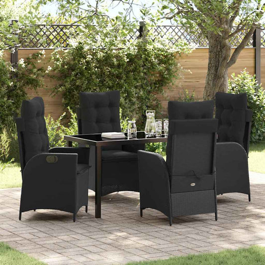Garten Essgruppe 5 pcs Schwarz Poly-Rattan
