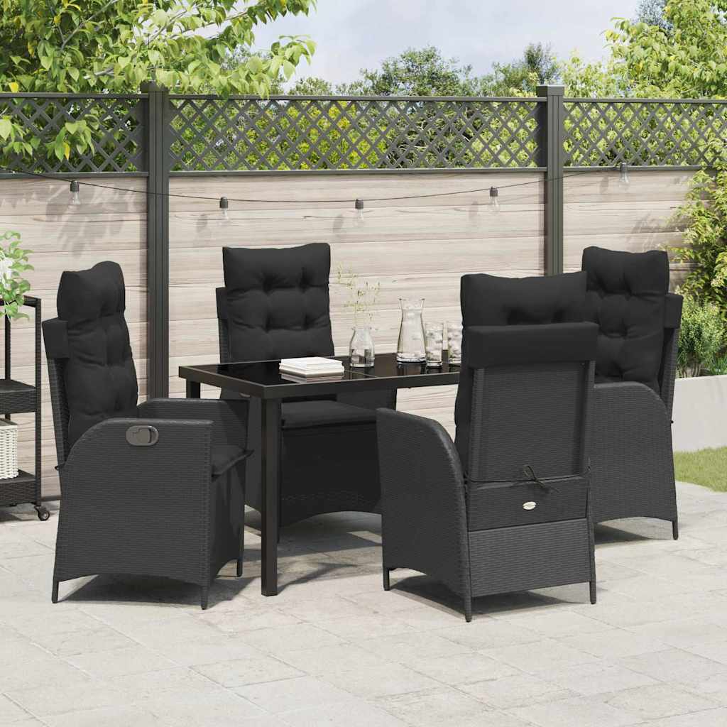 Garten Essgruppe 5 pcs Schwarz Poly-Rattan