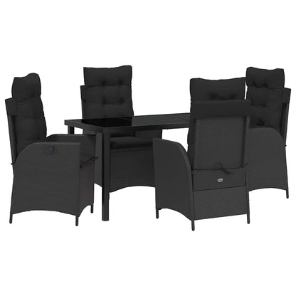 Garten Essgruppe 5 pcs Schwarz Poly-Rattan