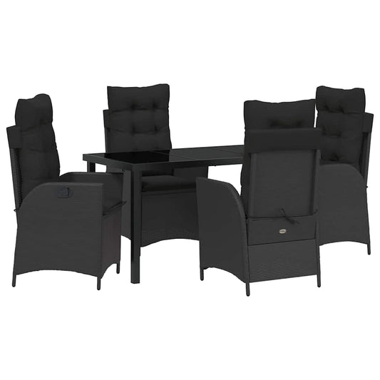 Garten Essgruppe 5 pcs Schwarz Poly-Rattan