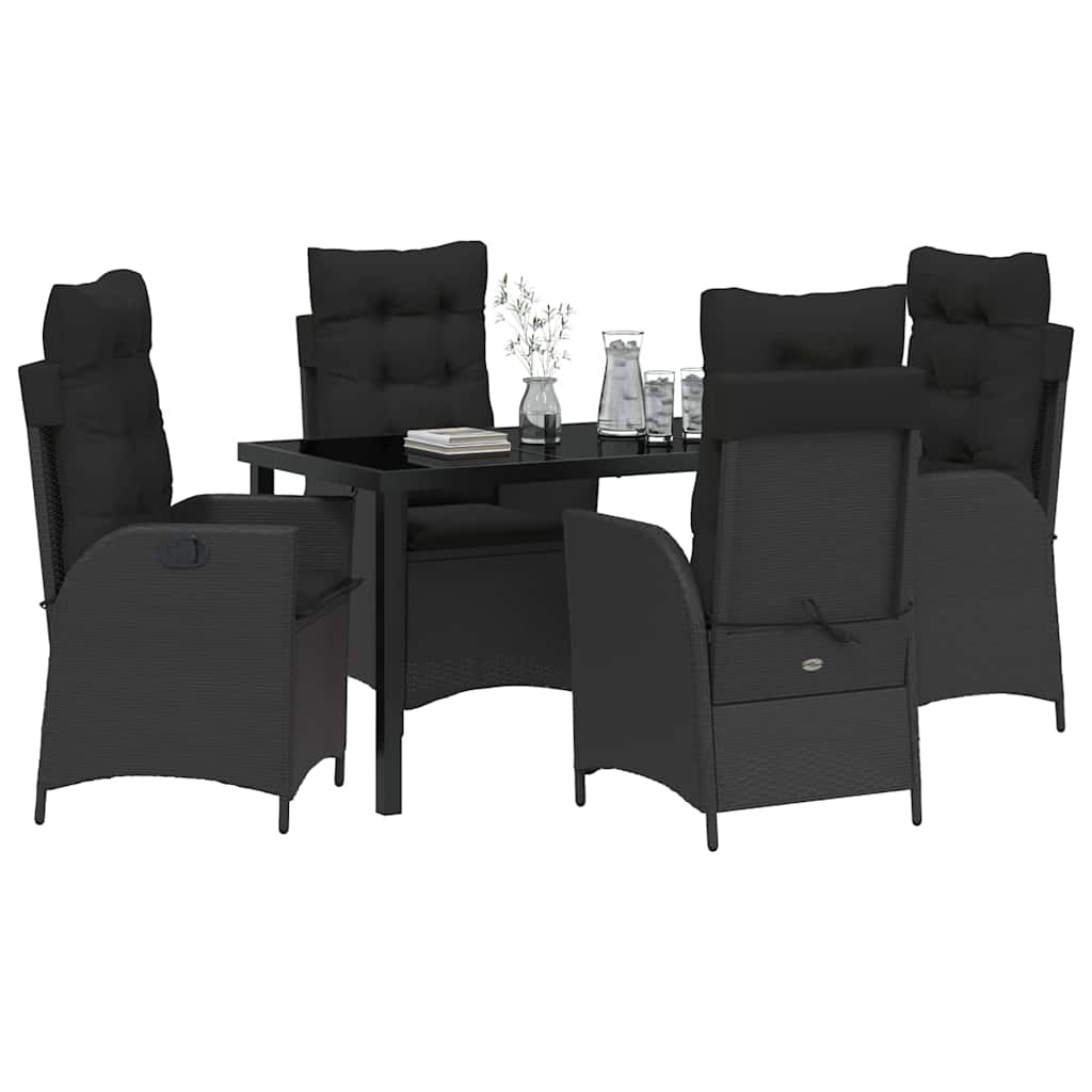 Garten Essgruppe 5 pcs Schwarz Poly-Rattan