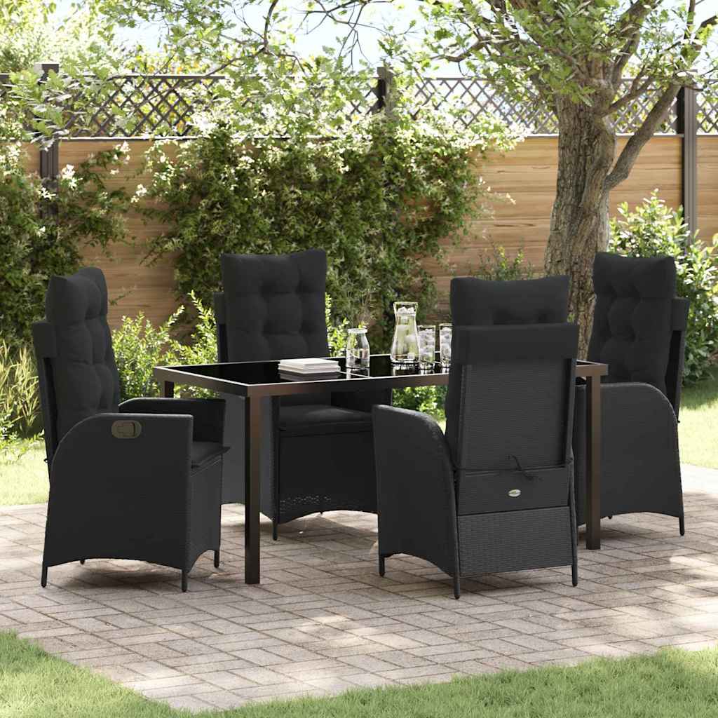 Garten Essgruppe 5 pcs Schwarz Poly-Rattan