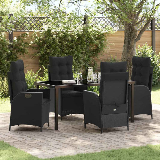 Garten Essgruppe 5 pcs Schwarz Poly-Rattan