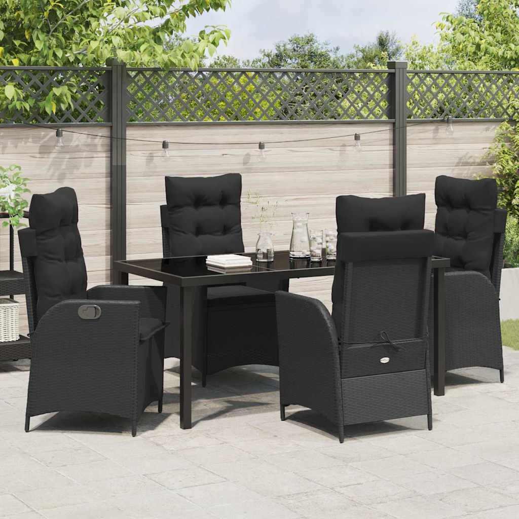 Garten Essgruppe 5 pcs Schwarz Poly-Rattan