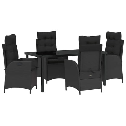 Garten Essgruppe 5 pcs Schwarz Poly-Rattan