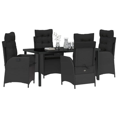 Garten Essgruppe 5 pcs Schwarz Poly-Rattan