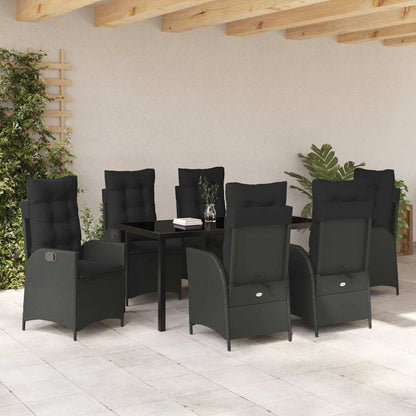 Garten Essgruppe 7 pcs Schwarz Poly-Rattan