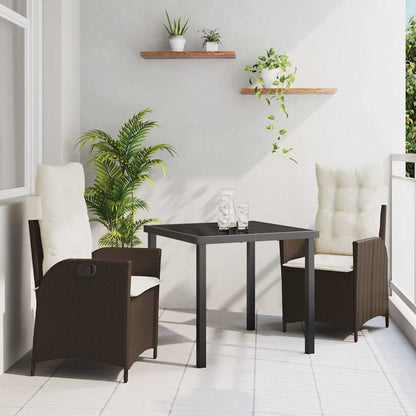 Garten Essgruppe 3 pcs Braun Poly-Rattan