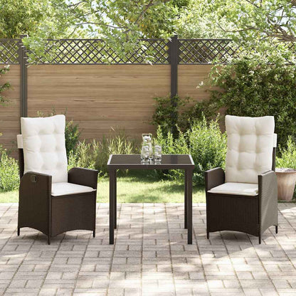 Garten Essgruppe 3 pcs Braun Poly-Rattan
