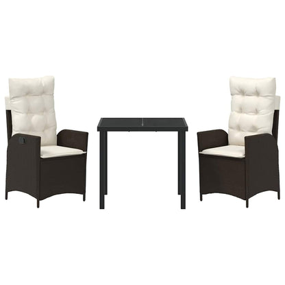 Garten Essgruppe 3 pcs Braun Poly-Rattan