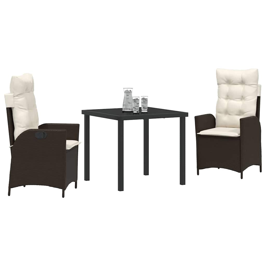 Garten Essgruppe 3 pcs Braun Poly-Rattan