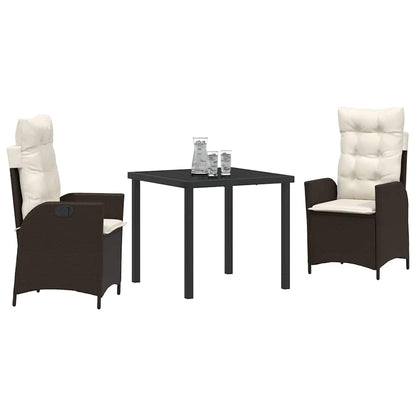 Garten Essgruppe 3 pcs Braun Poly-Rattan