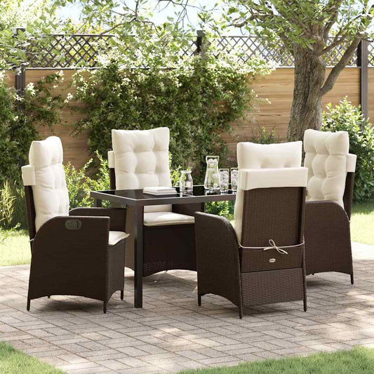 Garten Essgruppe 5 pcs Braun Poly-Rattan