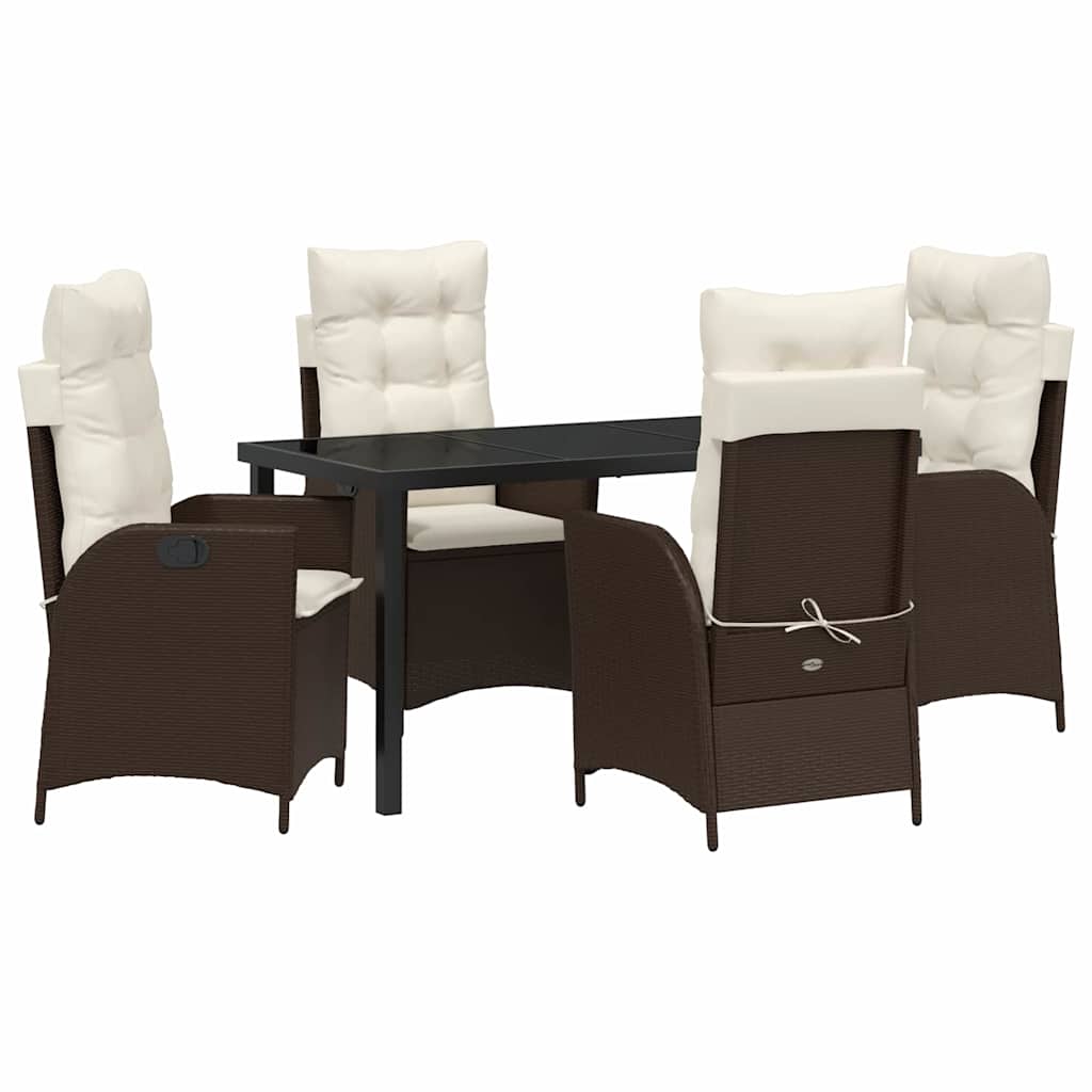 Garten Essgruppe 5 pcs Braun Poly-Rattan