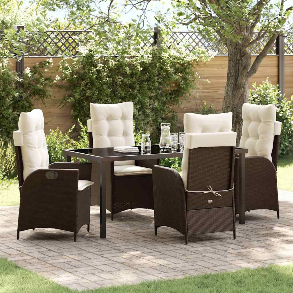 Garten Essgruppe 5 pcs Braun Poly-Rattan